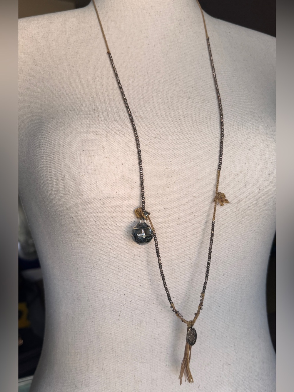 Chan Luu Silver abalone shell Long Layered Tassel Pendant Necklace